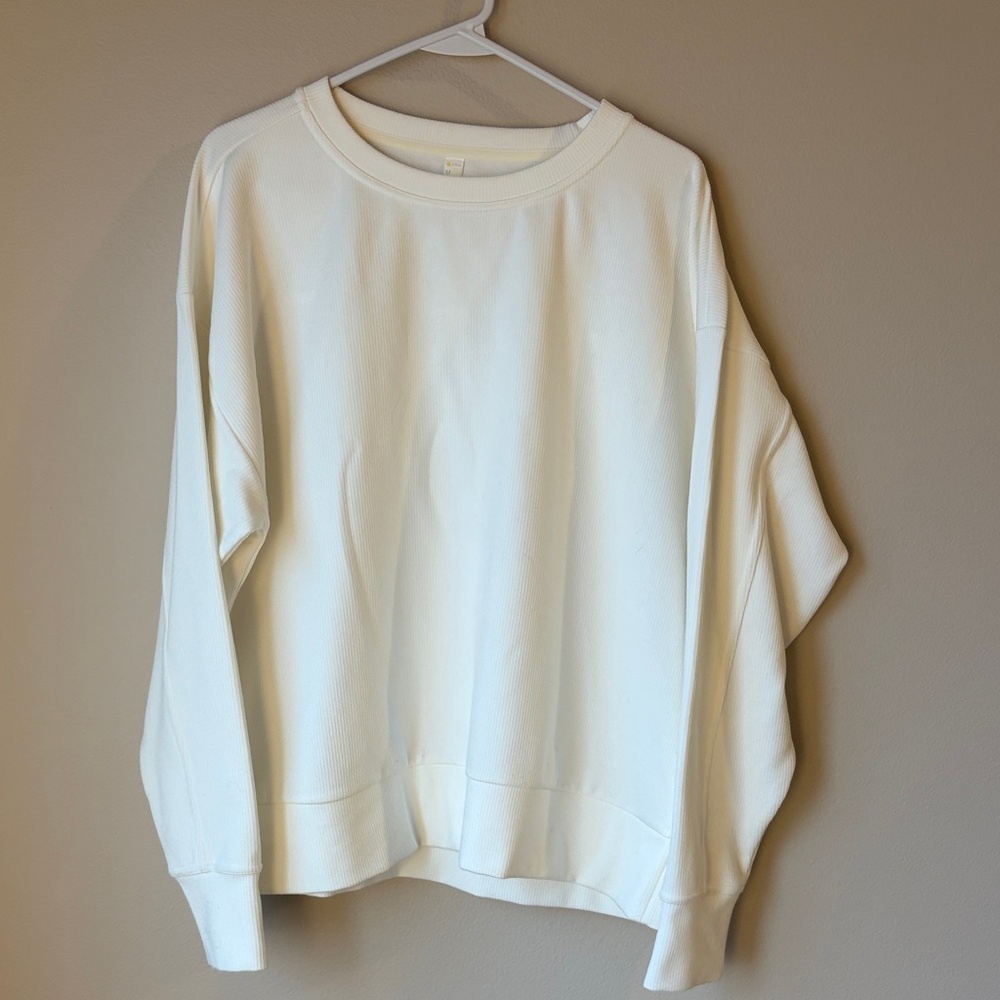 Cozy Cream Ribbed Sweatshirt